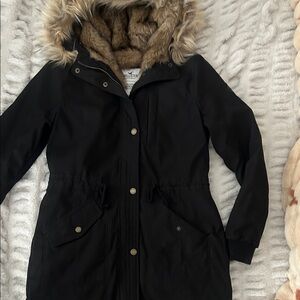 HollisterBlack Faux Fur Hooded Women's Parka